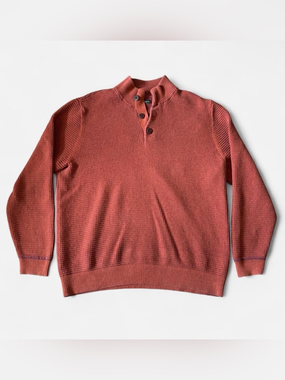 G.H. Bass & Co. Men's Button-Neck Sweater in Terracotta Red